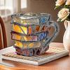 Painted Book Mug, 3D Painted Glass Book Mug for Hot Or Cold Drinks, Novelty Books Stack Shaped Coffee Mug Gifts for Book Lovers Friends