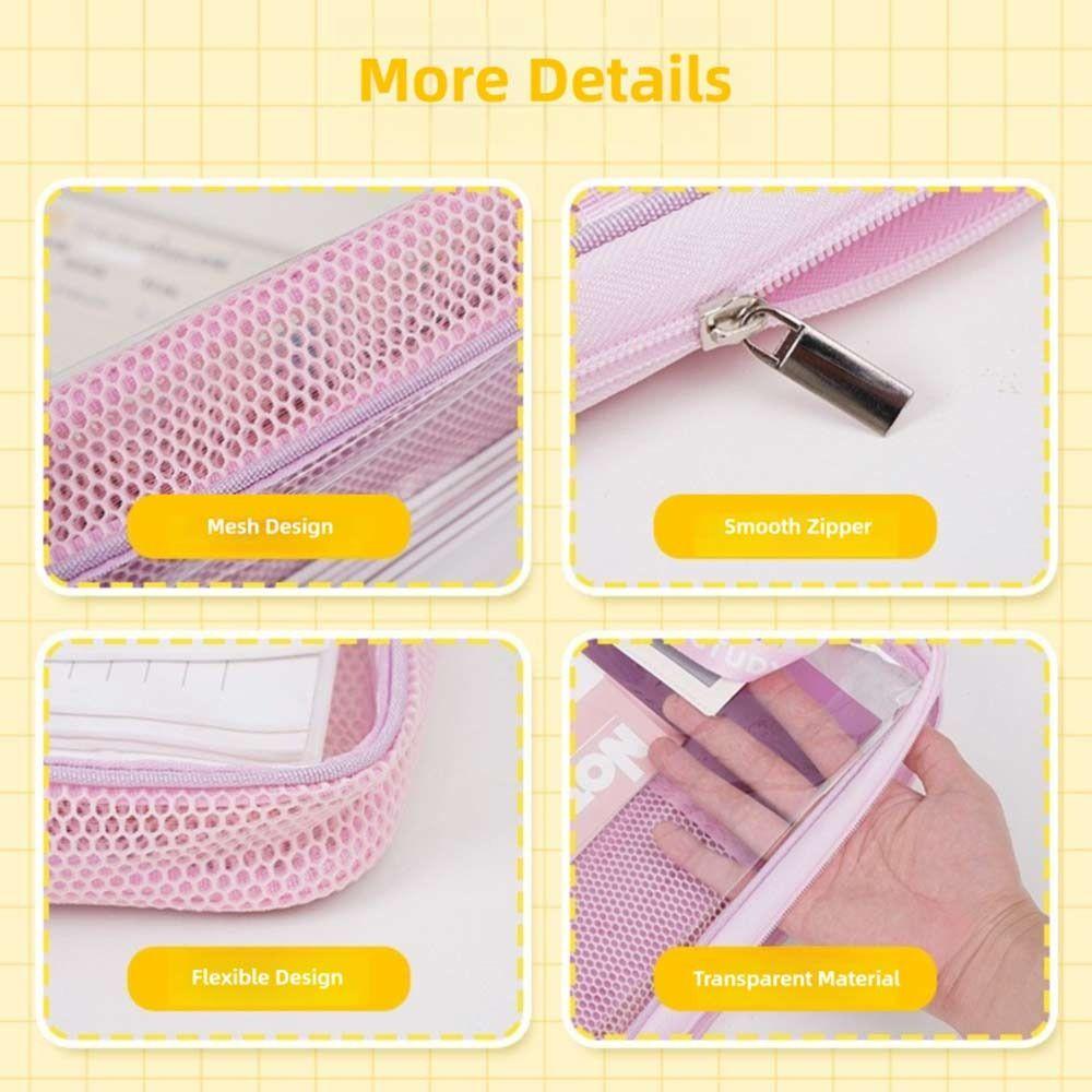 Portable Mesh A4 File Folder Waterproof L-shape Large Opening File Bag Dopamine Color Large Capacity File Organizer Students