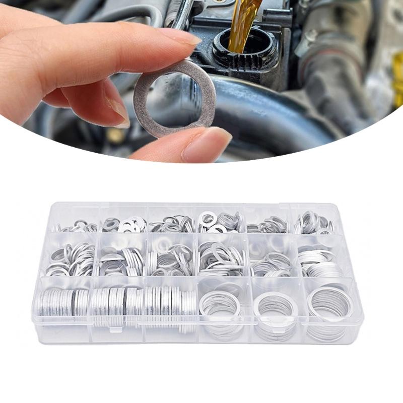 580pcs Aluminum  Flat Washer Assortment Tight Seal Washers Versatile Washers set for Efficient Maintenance Tasks