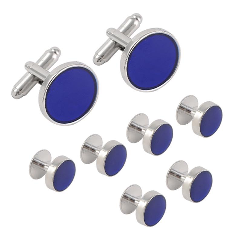 Black Baked Paint Cufflinks & Tuxedo Shirt Studs 8-Piece Set