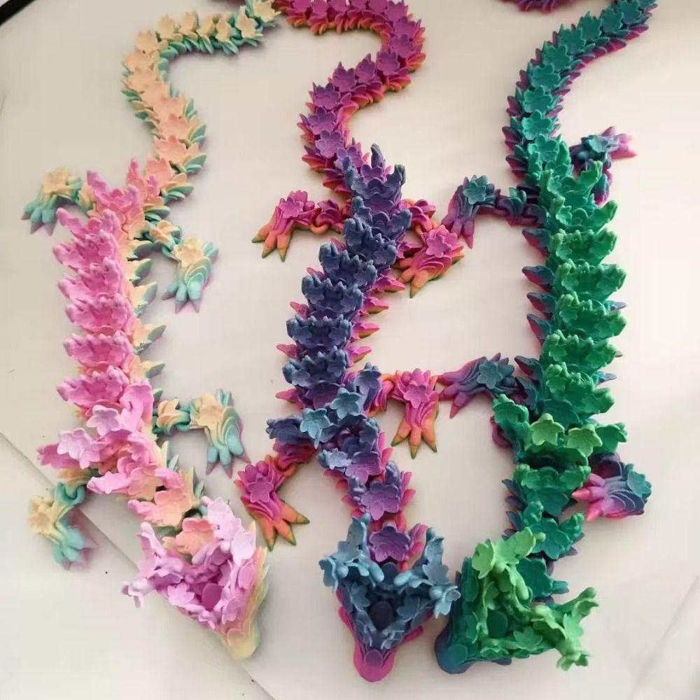Laser 3D Printed Diceratops Dragon Sakura Dragon 3D Articulated Dragon Toys Kid Gift