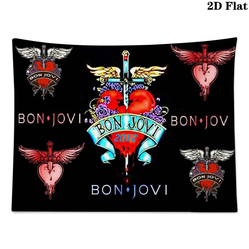 Bon Jovi Band Wall Tapestry Aesthetic Wall Hanging Printed Fabric Blanket Decorative Tapestries for Bedroom Living Room Home Decor