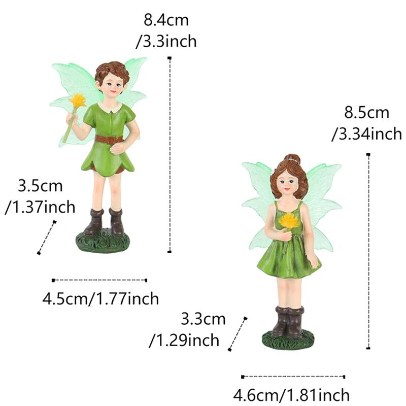 2Pcs Funny Fairy Boy And Girl Statue, Fairy Garden Accessories, Resin Sculpture For Micro Landscape Flowerpot Lawn Yard Garden