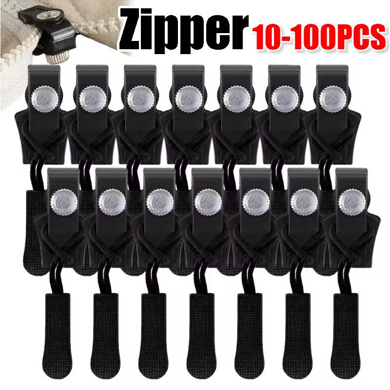10-100PCS Zipper Pull Repair Kit Replaceable Zipper Heads for Backpacks Luggage Clothing Coats with Three Size Options