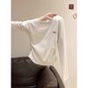 Cotton Waist Pleated Long-sleeved Shirt for Women's Spring, Autumn and Winter New Irregular Front Shoulder Top with Bottoming Shirt for Women