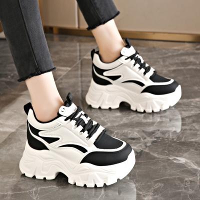 Women Sneakers Chunky Platform Sneakers Women Lace-Up Thick Bottom Vulcanzied Shoes Female Non-Slip Sports Shoes Running Shoes