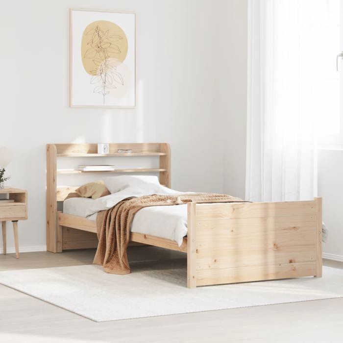 VidaXL Bed Frame with Headboard 90x200 Cm Solid Pine Wood, Bed, Solid Wood Bed Frame, Bedroom Furniture At 3306756