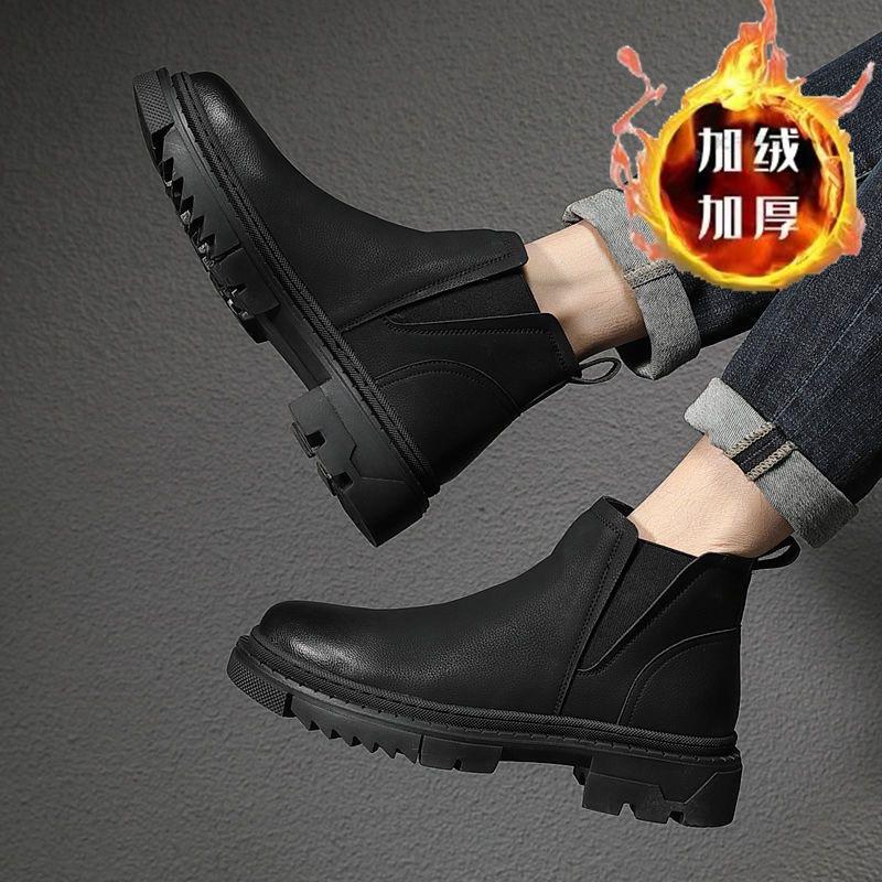 

Chelsea Martin boots men s autumn and winter casual high-top leather shoes ins low-top medium boots trendy British leather short boots 44