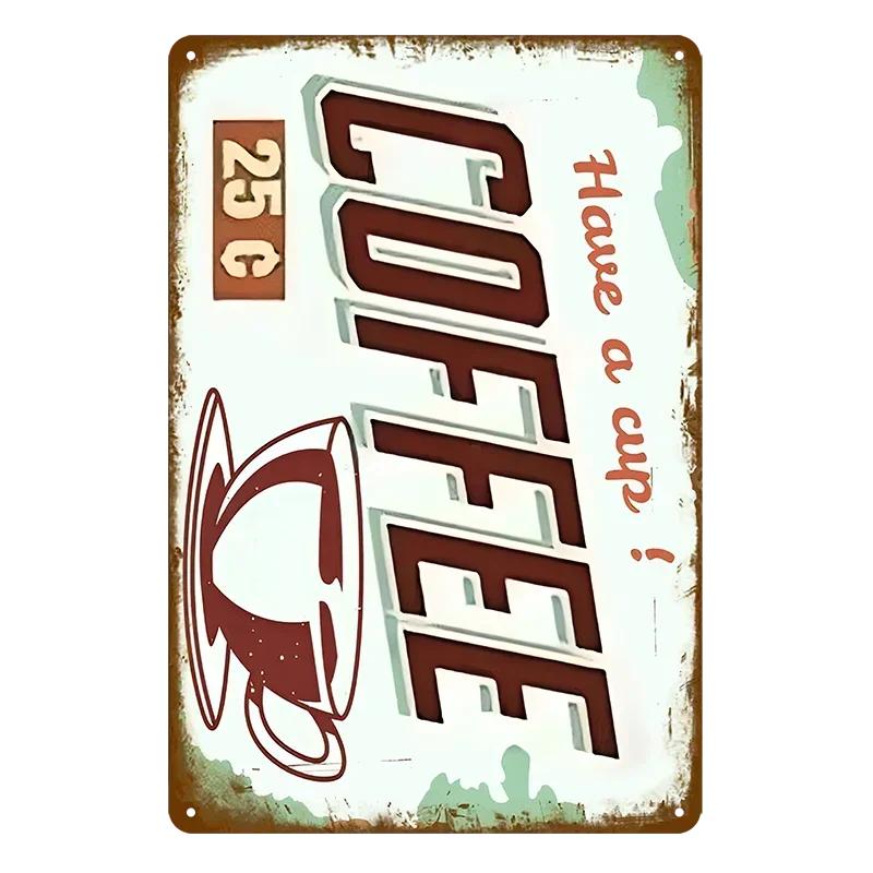 Hisun Tin Sign HD Tin Sign Vintage Coffee House Wall Decor Retro Coffee Shop Espresso Metal Poster for Kitchen Cafe Bar