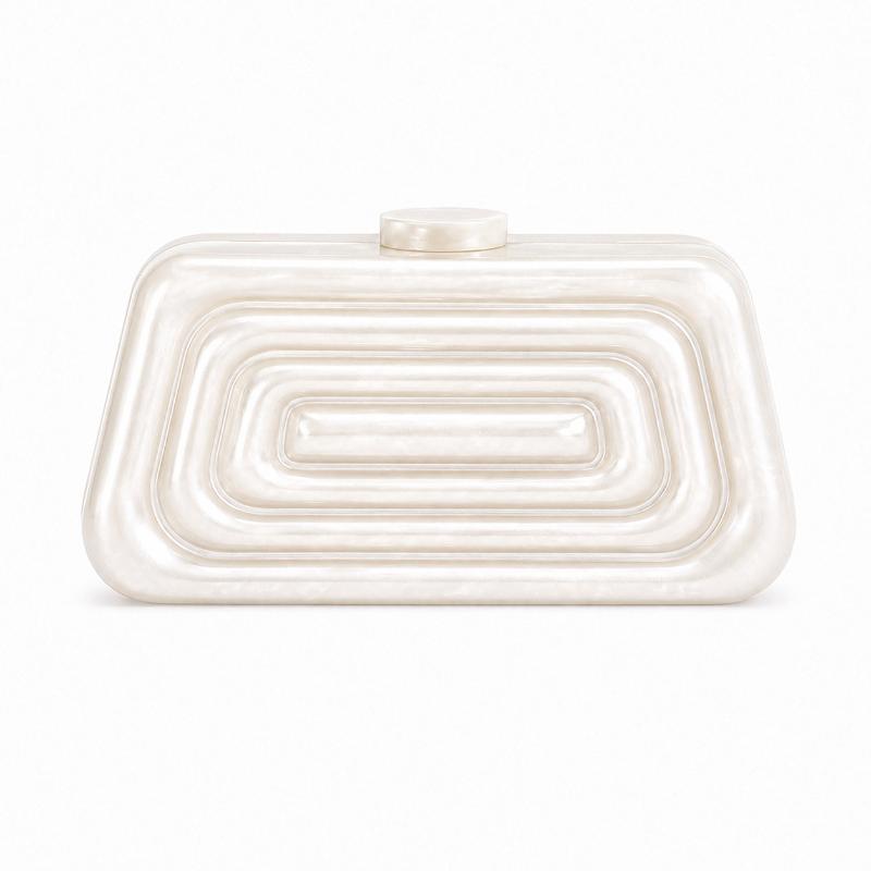 Clutch Crossbody Bag Chain Acrylic Novelty Wedding Evening Off-white Shoulder Women's Designer Luxury Purses New In Handbag