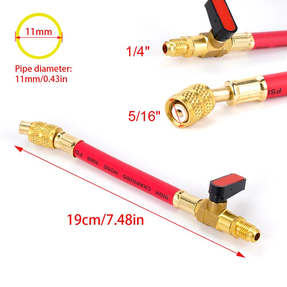

R134A Car Refrigeration Air Conditioning AC Diagnostic Manifold Pressure Gauge Hoses Tool With Ball Valve Tricolor Tube Kit красный
