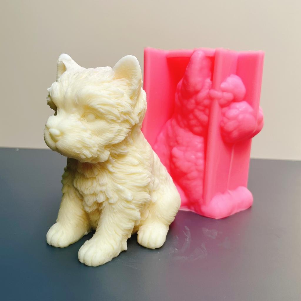 2025 3D Large Vertical Ears Lying Down Dog Candle Silicone Mold Pet Dog Resin Mold Teddy Dog Concrete Gypsum Molds Home Decor