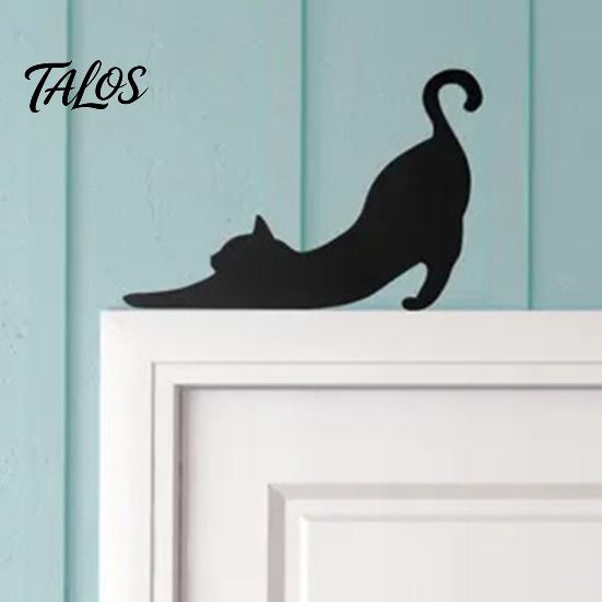 Niedliches Tier Tür Eckschild Holzschwarze Katze Topper, Minimalistisches Silhouette Rahmen Schild, Dekoratives Liebhaber Einweihungsgeschenk Deko für Wohnzimmer