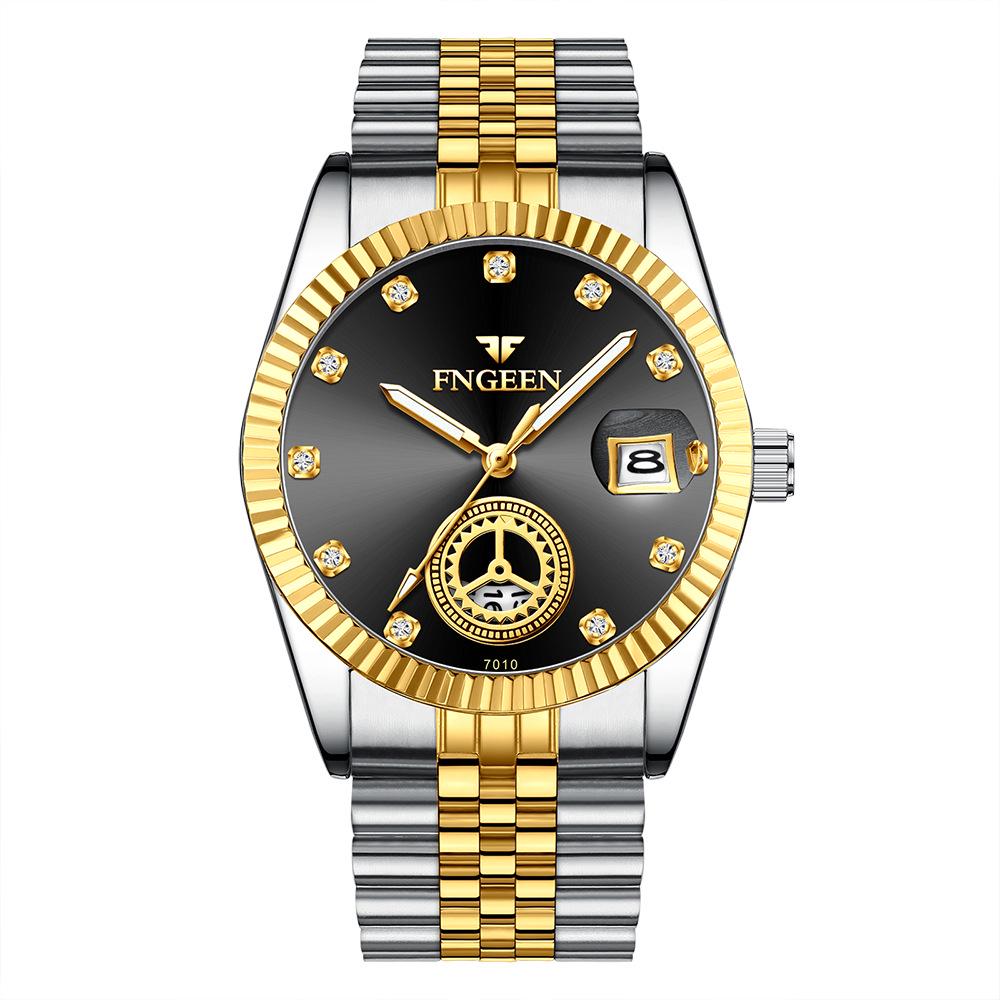 Middle-aged full gold watch non-mechanical old man quartz watch in the elderly father atmospheric waterproof electronic luminous