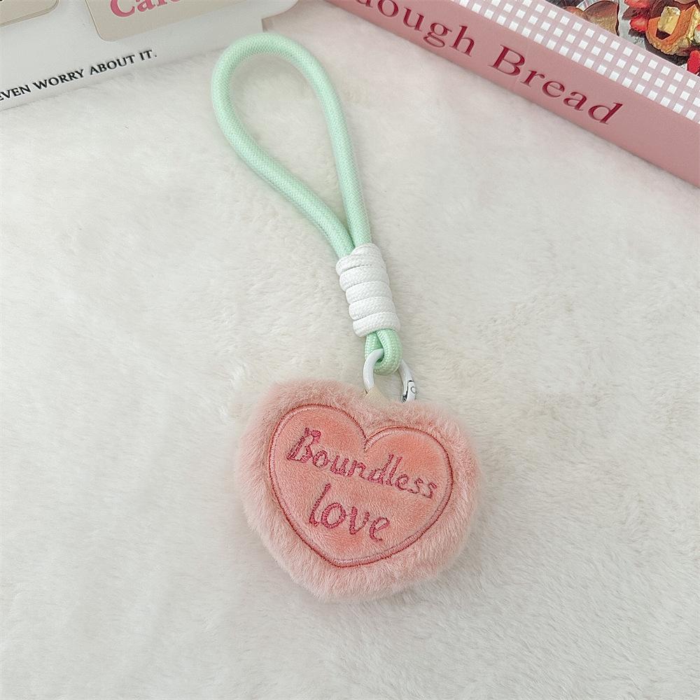 11 Plush Heart Keychain Student Canvas Bag Pendant Decoration Children's Backpack Pendant Mobile Phone Lanyard