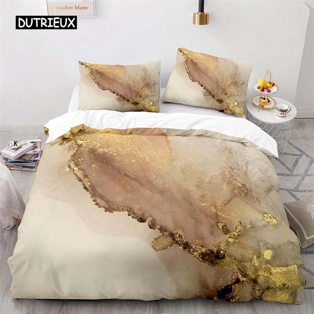 Colorful Marble Printed Pattern Bedspread Cover Package Microfiber Geometric Art Abstract Bed Cover Package King Dimension Queen Size For Girls Kids