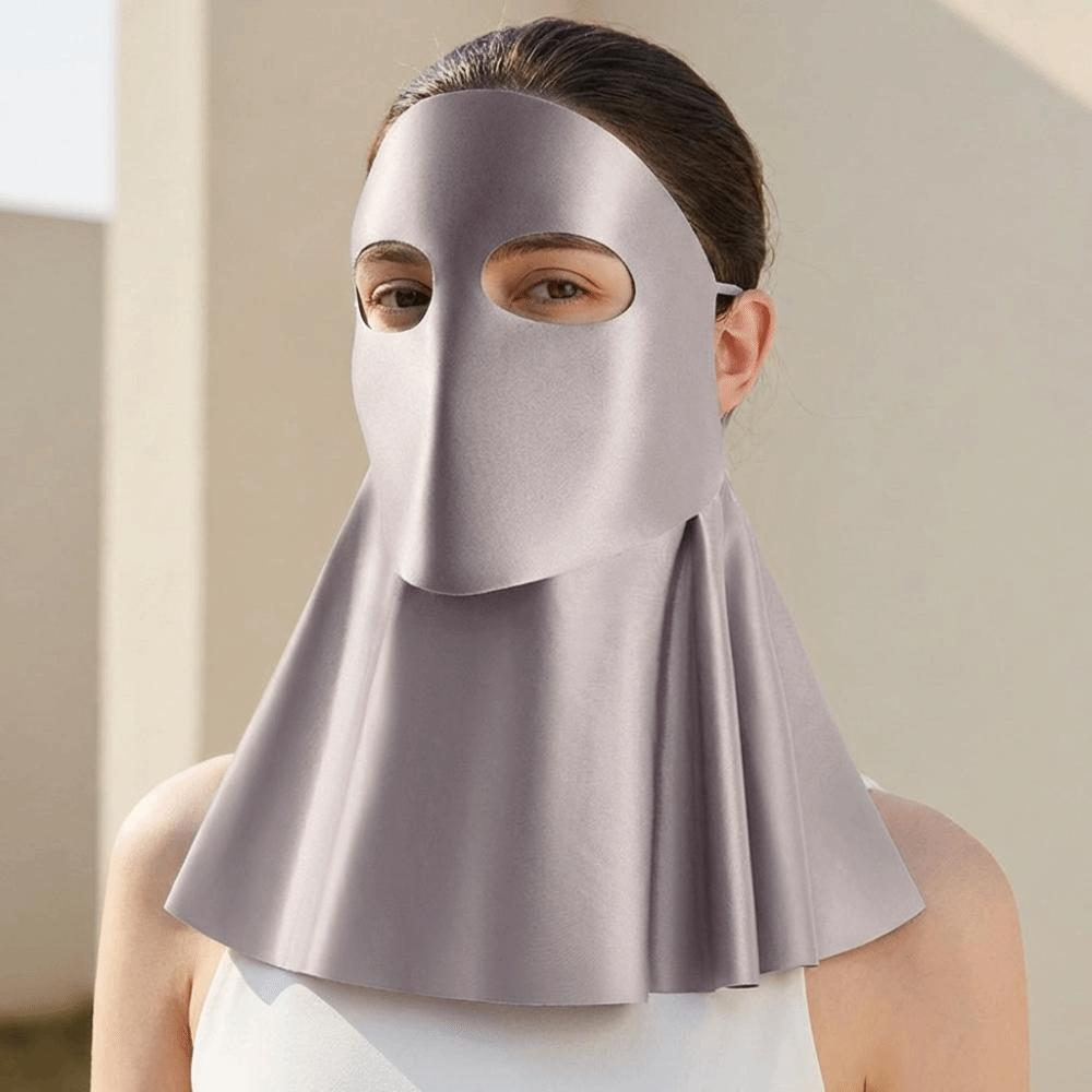 Sun Protection Sunscreen Mask Solid Color Neck Wrap Breathable Ice Silk Face Veil  Summer