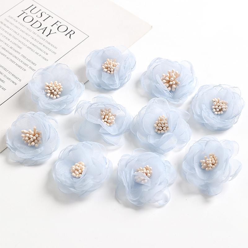 3/5/10Pcs 4cm Yarn Rose Artificial Flowers Head for Home Wedding Decor DIY Bride Hair Wreath Girls Gift Clothing Dress Accessory