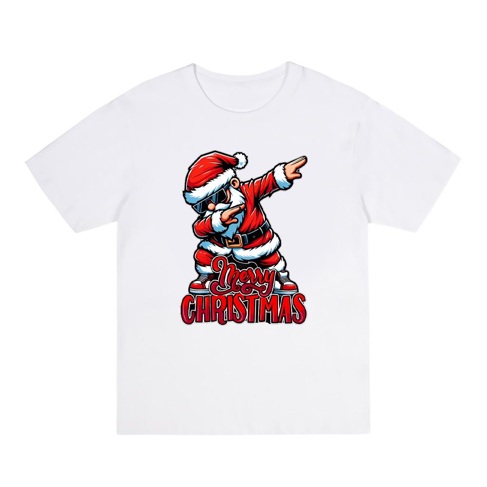 

New Merry Christmas Letter Printed Casual Versatile Couple Tshirt for Men and Women S