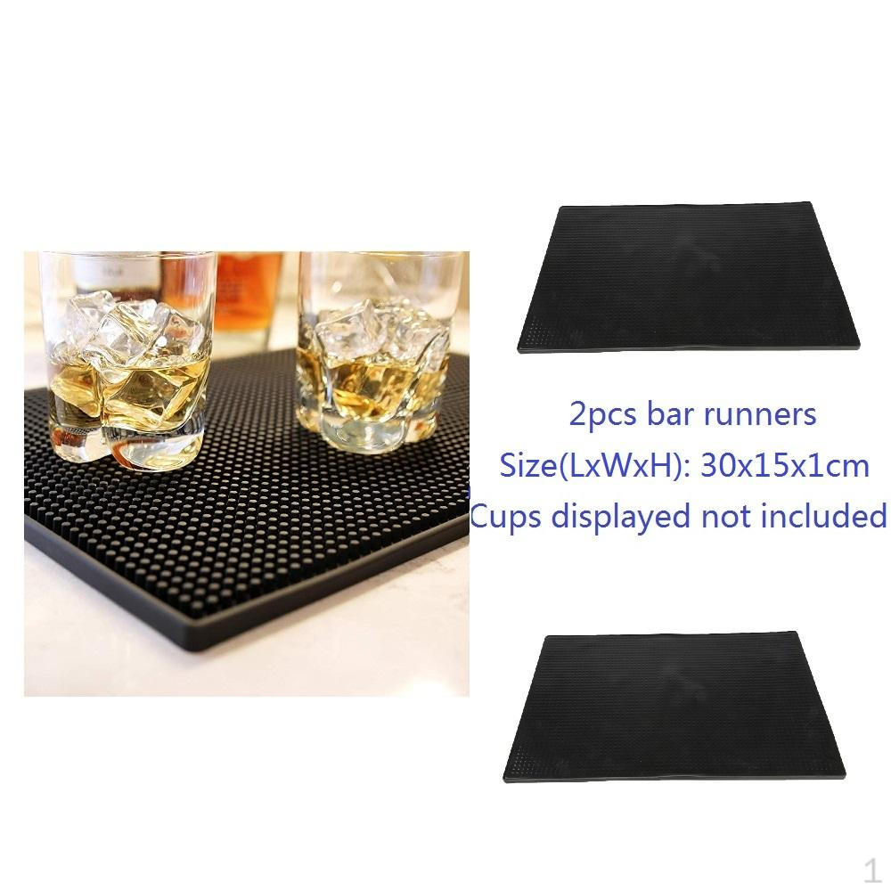 2pcs Black Rubber Bear Mat For Cafe Party 30x15cm