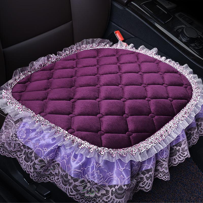 Uniwersalna antypoślizgowa pluszowa poduszka na fotel samochodowy z koronkowym wykończeniem na jesień i zimę