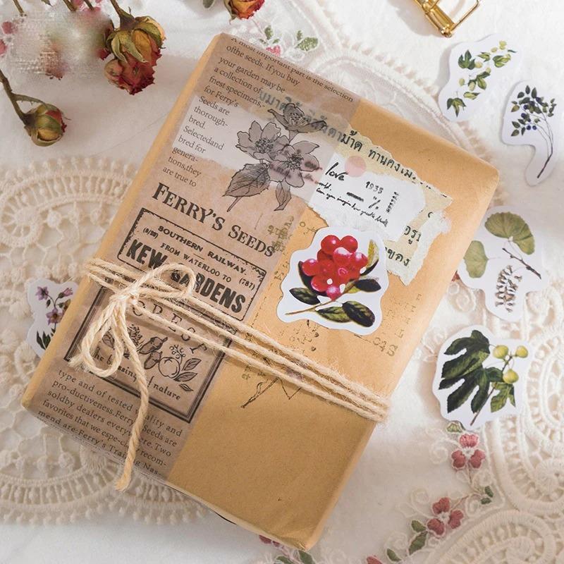 46 Pieces/box Plant Research Institute Boxed Stickers Scrapbook Album Diary Decorative Stickers Sealing Stickers Student Supplies