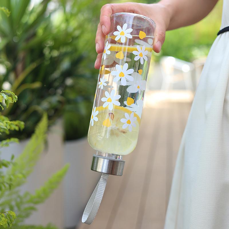 550ML Plastic Water Bottle Portable Gym Sport Water Bottle Bowknot Love Pattern Leakproof Water Cup Little Daisy Office Bottle