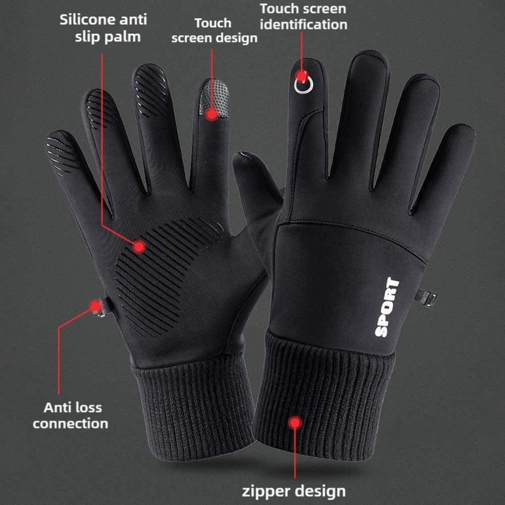 Autumn Winter Warm Men's Gloves Outdoor Cycling Sports Waterproof Touch Screen Glove For Men Women Plush Warm Slip-Proof Gloves