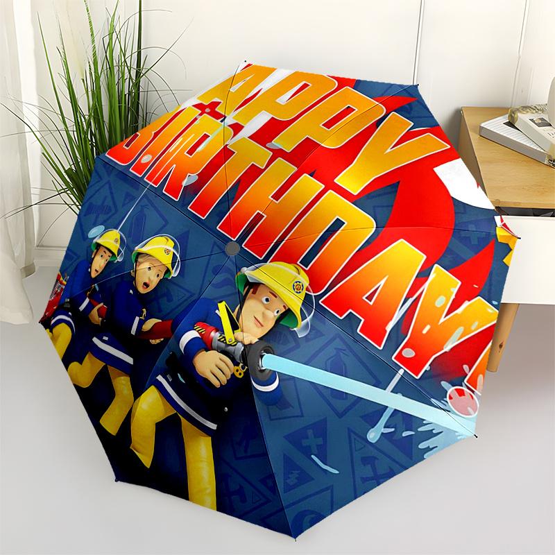 

Fireman Fire trucks Themed Travel Umbrella-8 Ribs Automatic Opening and Closing, Portable Folding Design, Compact and Stylish Umbrella Suita