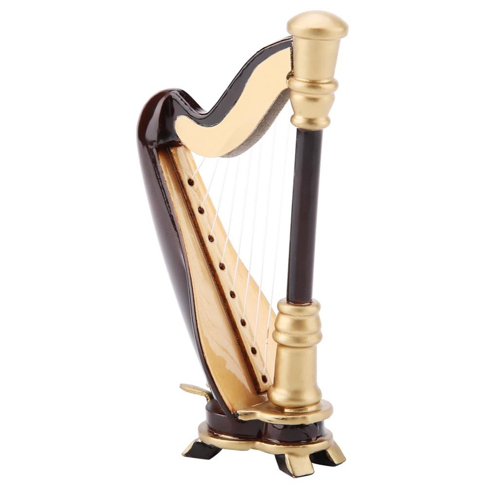 2pcs Replica Wooden Harp Replica Storage Box Included Decorative Harp Model  Office Display