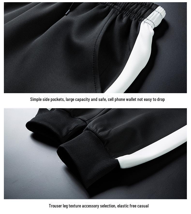 Spring & Autumn Men's Casual Sports Cardigan Jacket & Pants Set - Middle-Aged Workwear or School Uniform