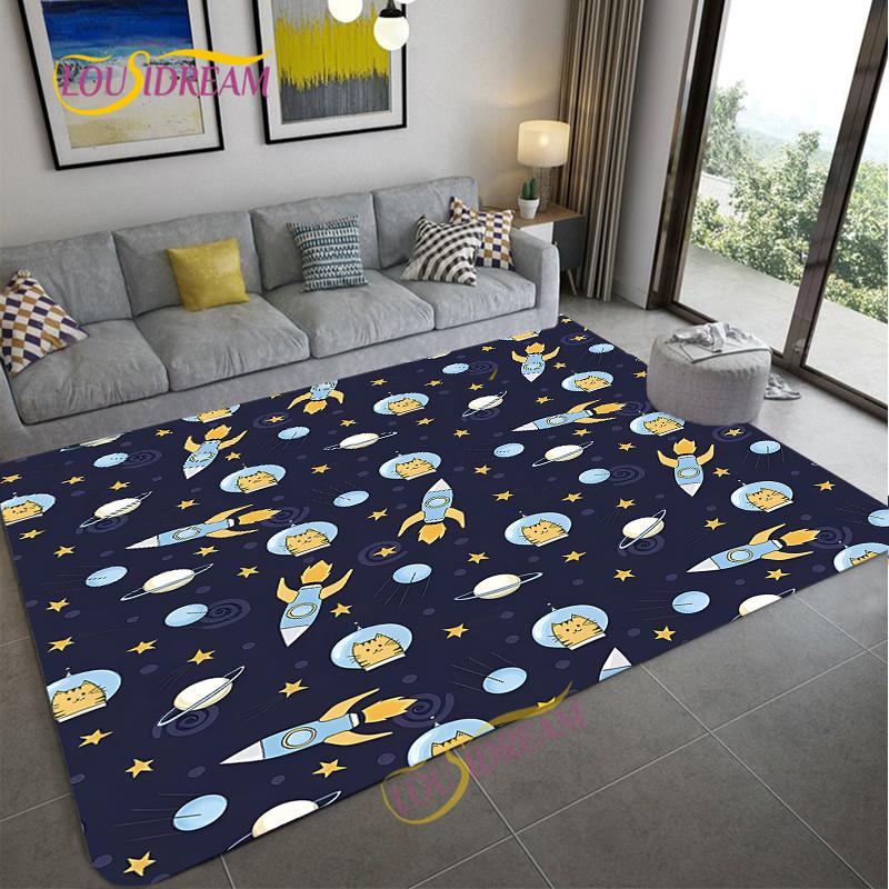 Cartoon Space Universe Planet Carpet for Living Room Bedroom Sofa Area Rug Kitchen Door Un-slip Floor Mat Alfombra Birthday gift