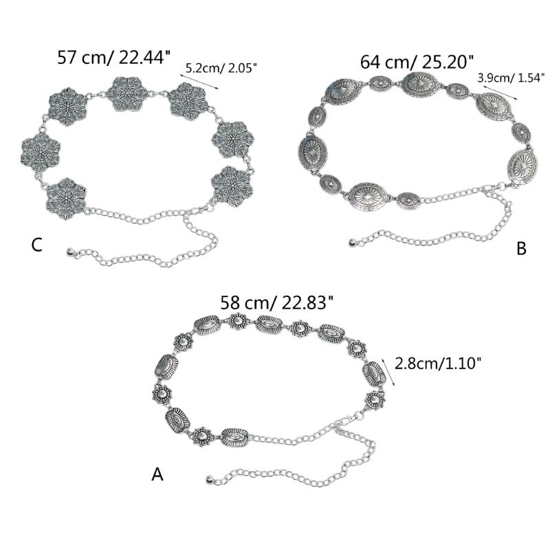 Delicate Carved Flower Buckle Waist Belt Women Coat Dress Belt Thin Waistband Shinning Ethnic Style Adjustable Belt