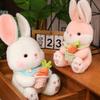 With Bib Bunny Animal Plush Doll Soft Adorable Bunny Dolls Carrot Rabbit Plush Toys  Kids Gifts