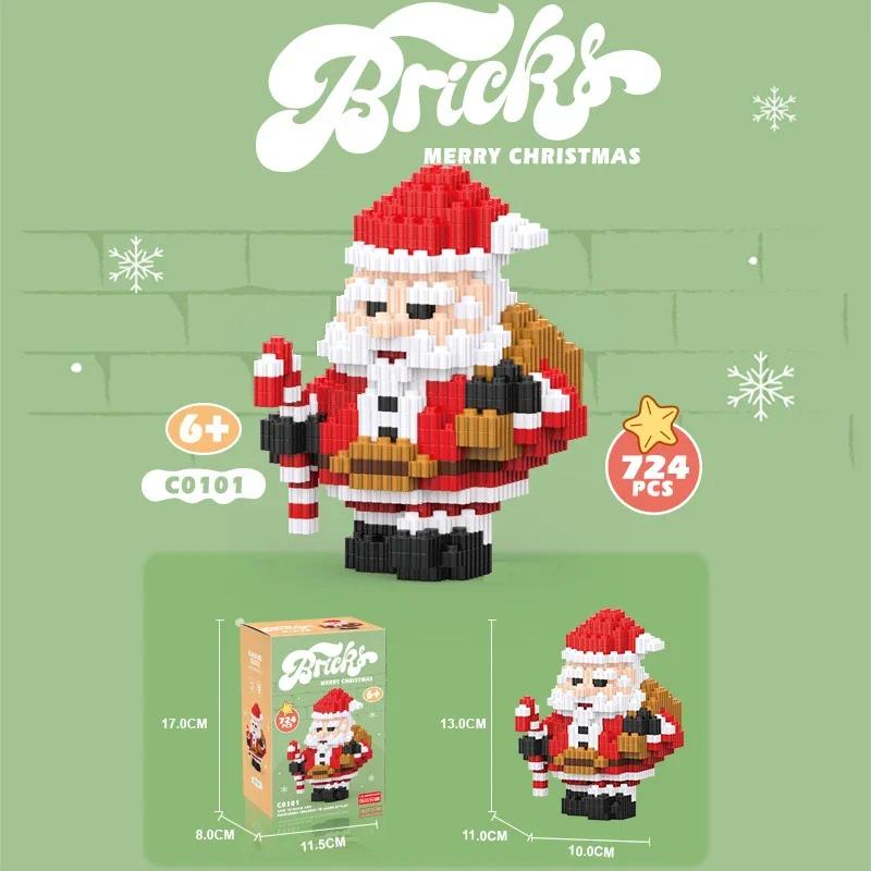 Christmas Tree Snowman Mini Building Blocks Assembled Santa Claus Deer DIY Model Figure Connection Brick Toys For Kids Gifts