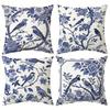 1/4 Stück Blaue und Weiße Vogel- und Blumenmuster-Kissenbezüge Sofakissenbezug Heim Schlafzimmer Zimmer Dekoration