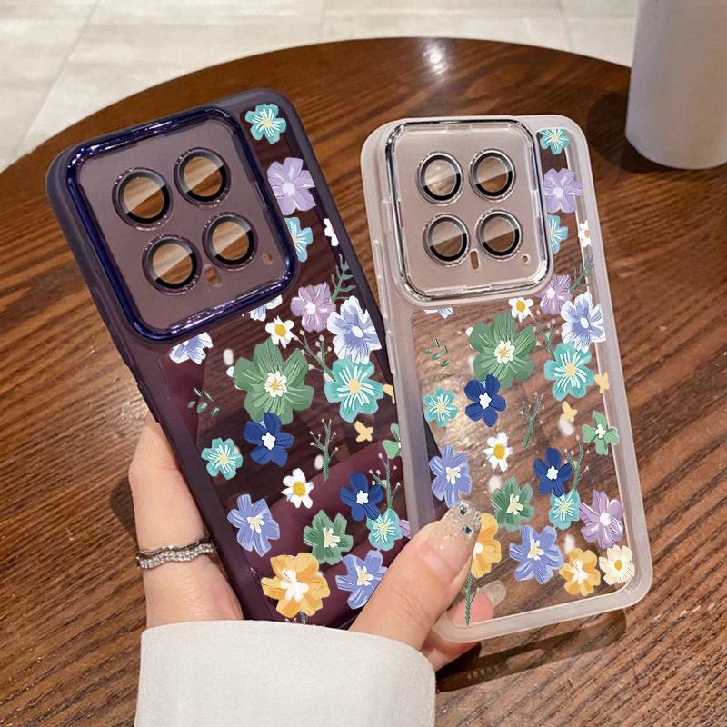 

Color Fresh Flower Print Lens Protection Phone Cover For Xiaomi Poco X6 Pro 13T Pro Redmi Note 12 Pro 5G Soft Silicone Shockproof Clear Case Xiaomi 13T / 13T Pro чёрный