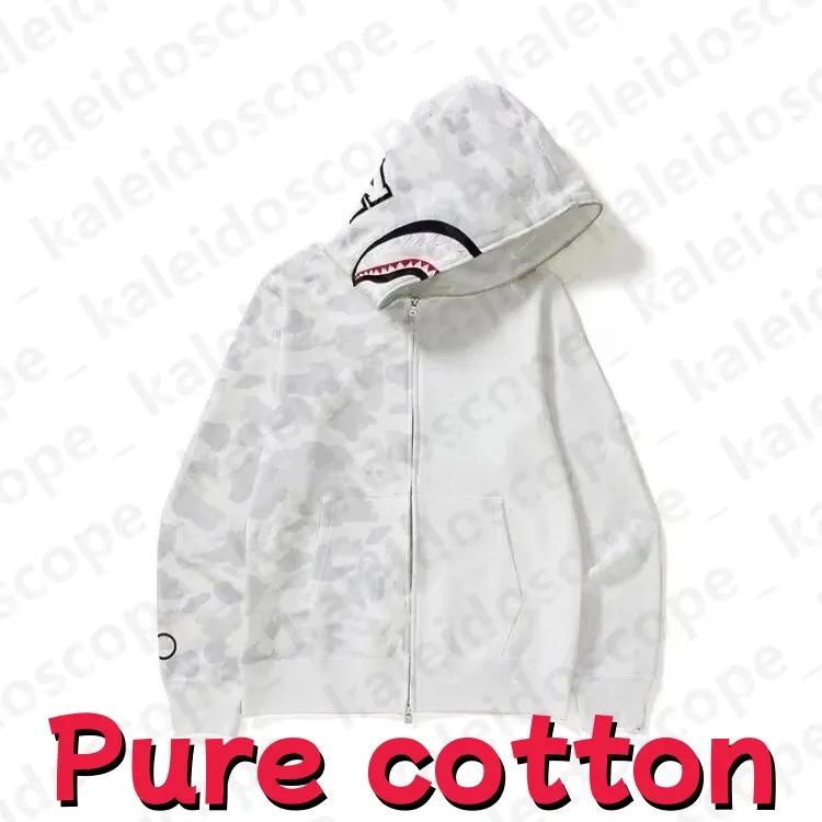 In-Stock Luminous Shark Head Camouflage Double Hood Sweatshirt - Unisex Fleece-Lined Autumn/Winter Outerwear