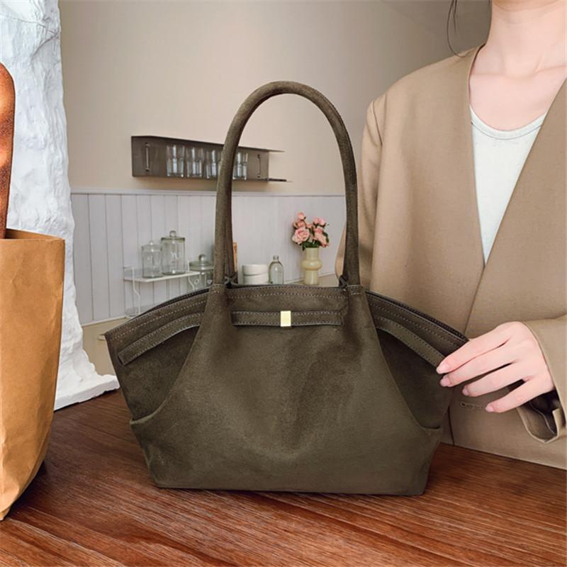 Vintage Imitatie Suède Tote Bag voor Dames Effen Kleur Synthetische Schoudertas voor Werk School en Reizen gray