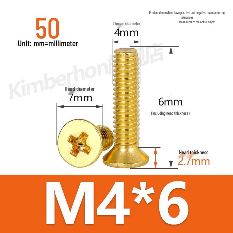 Copper Phillips Countersunk Head Machine Screws, Sizes M2–M4, Lengths 6/8/10/12mm