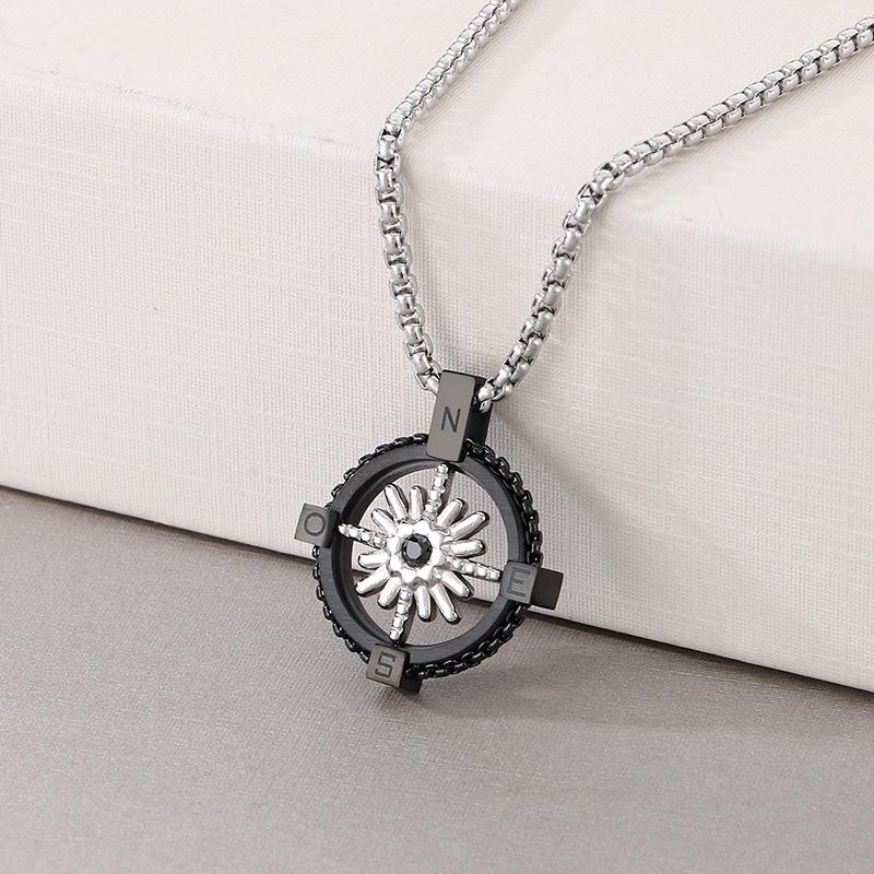 Personalized Stainless Steel Pentagram Pendant Necklace for Men Women Hip Hop Gold Color Trend Jewelry Round Charms Gift