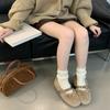 2025 Autumn and Winter Comfortable Versatile Round Head Soft Sole Cotton Shoes Bow Belt Buckle Flat Bottom Fluffy Shoes