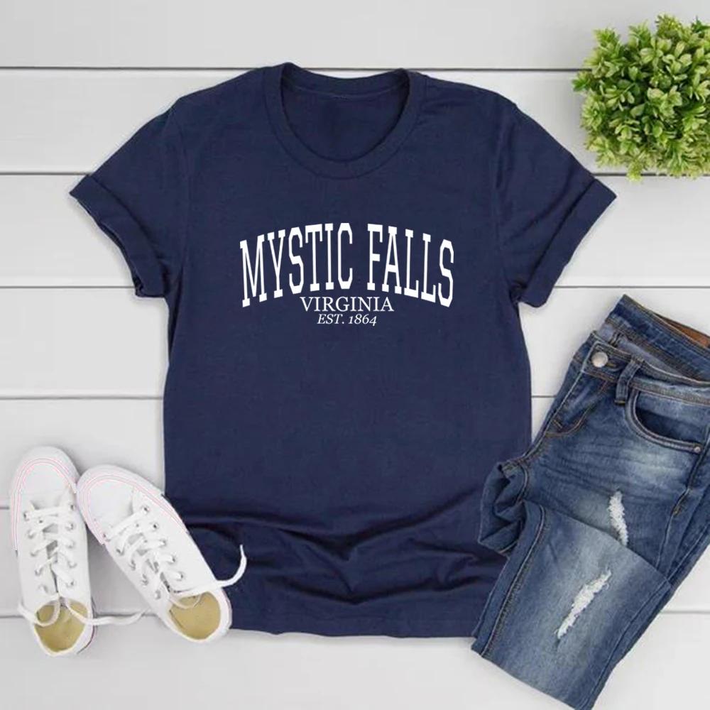 Mystic Falls Virginia Est1864 Shirt Gift for Vampire Fan Unisex Short Sleeve T-shirts Salvatore Brothers Shirt Streetwear Tops