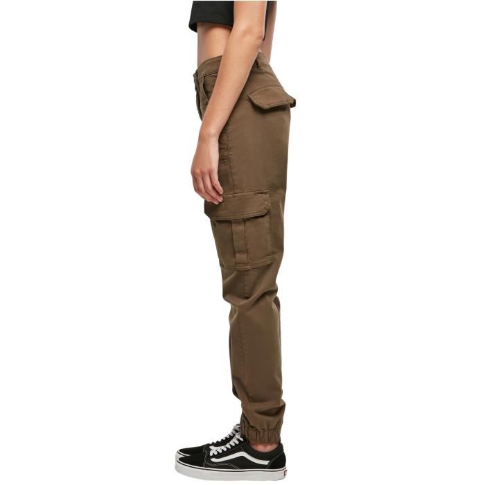 Pantalon En Sergé De Coton Femme Urban Classics Utility - Olive - 26