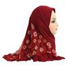 1Pc Headscarf with Flower Girls Hijab Scarf Beautiful Ice Silk Kids Solid Color Children Headwear Muslim