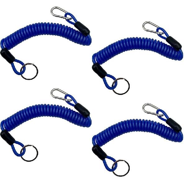 6FT Trailer Breakaway Safety Cable Blue 4Pcs Trailer Brake Away Cable, Trailer Breakaway Coiled Cable For RV Trailer Emergency Camper Breakaway