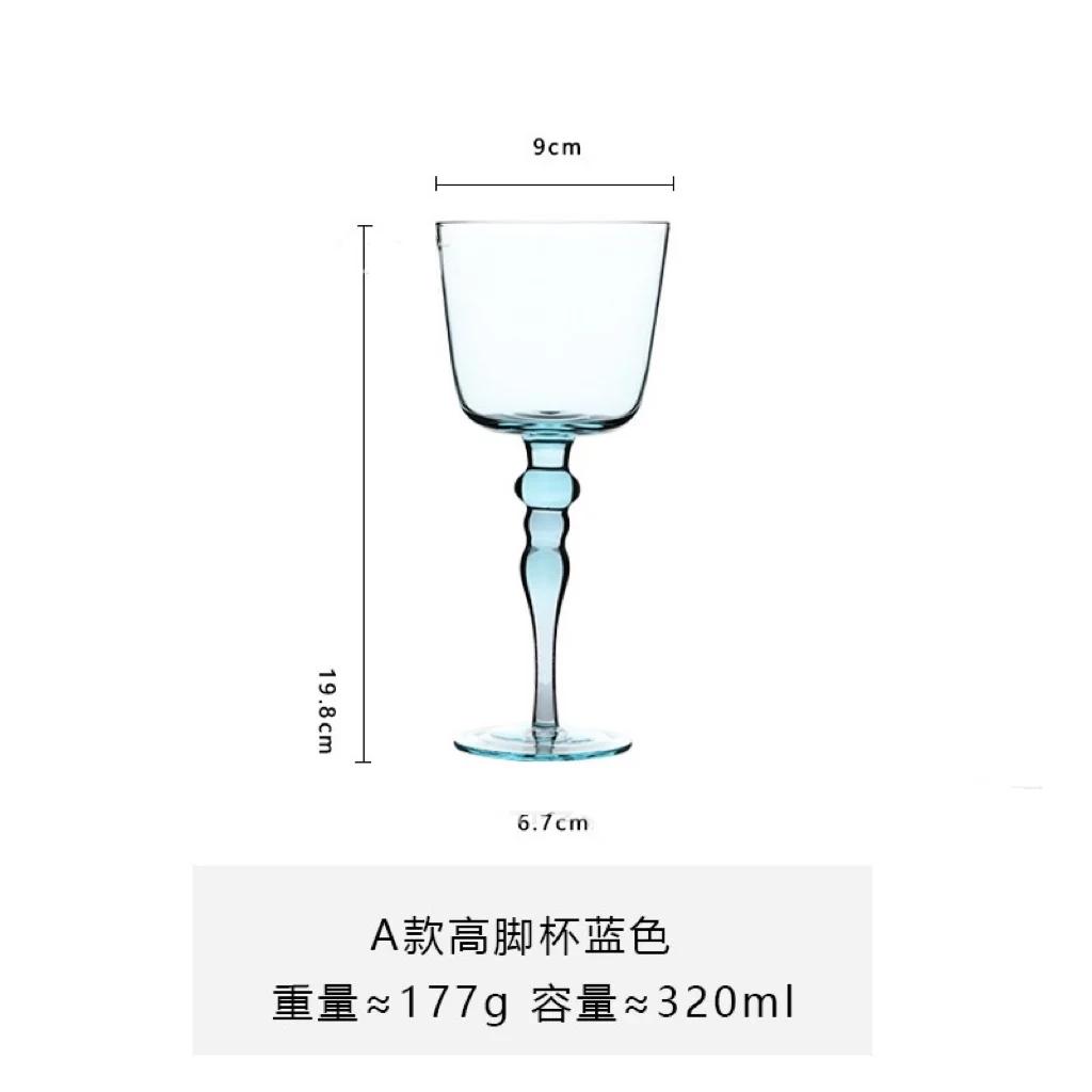 Medieval Goblet Champagne Wine Glass French Home Colored Vintage Vertical Green Cobalt Blue Amber Roman Column Wedding Wine Cup