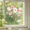 Spring Hanging Floral Window Cling Watercolor Saussurea Flower Vine Window Decals Reusable Static Glass Sticker for Home Shop Office