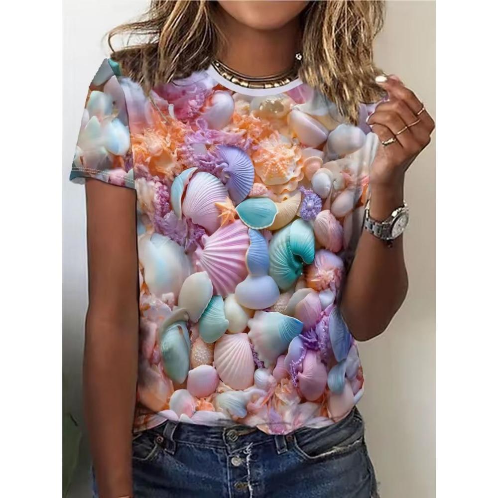 Dámské kulatý výstřih Módní Ležérní Krátký rukáv Tričko Top Oblečení