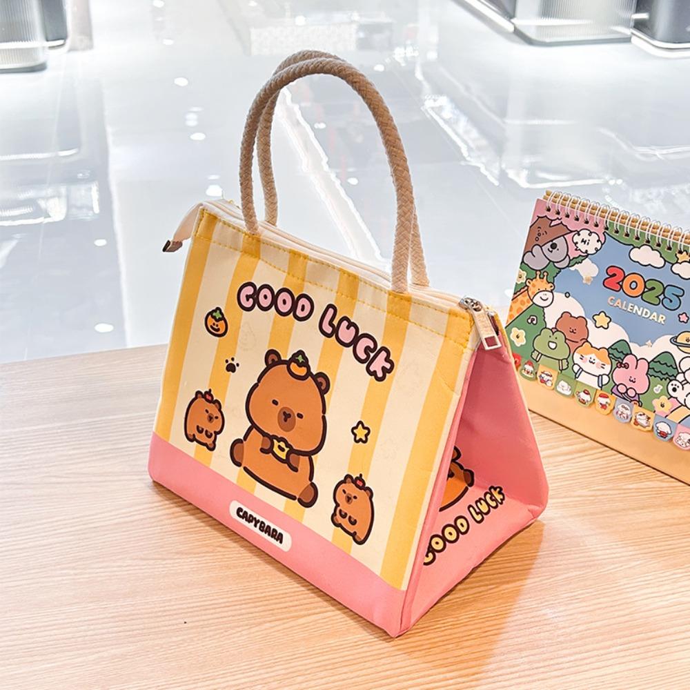 

Kawaii Capybara Thermal Lunch Bag Insulated Portable Food Storage Bag Cartoon Lunch Box For Women Girl Kids